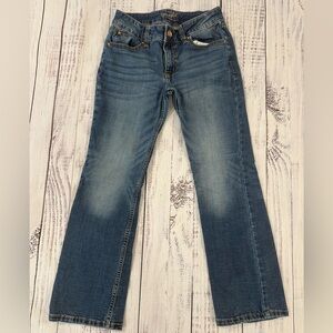 Wrangler Women's Blue Denim Bootcut Jeans Size 9x30 Embroidered Back Pockets